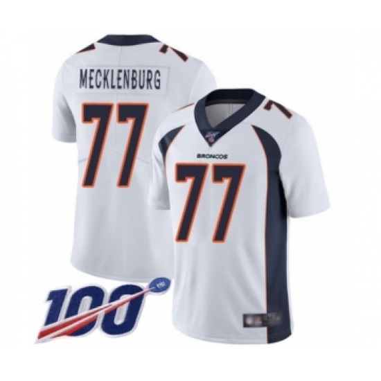 Men's Denver Broncos #77 Karl Mecklenburg White Vapor Untouchable Limited Player 100th Season Football Jersey - Ujersey