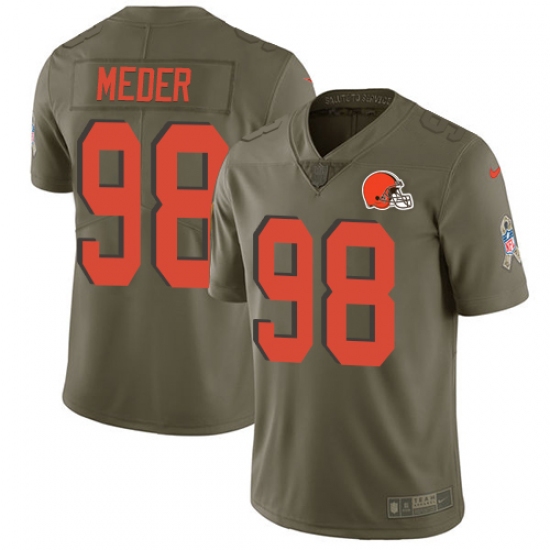 Men's Nike Cleveland Browns #98 Jamie Meder Limited Olive 2017 Salute to Service NFL Jersey - Ujersey
