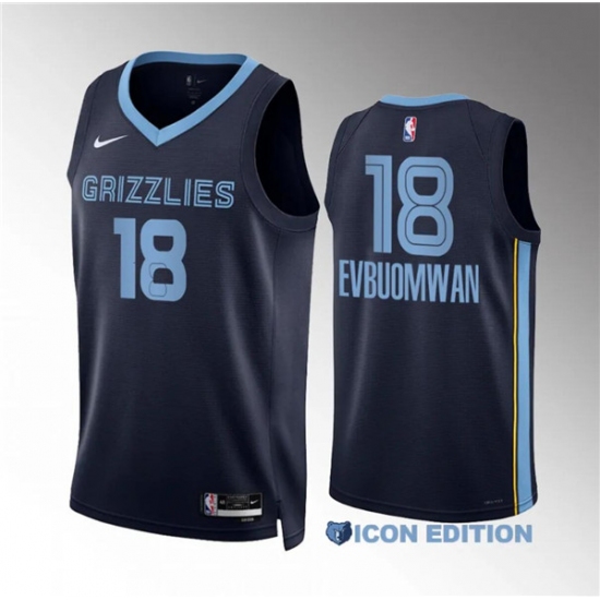 Men's Memphis Grizzlies #18 Tosan Evbuomwan Navy Icon Edition Stitched Jersey - Ujersey