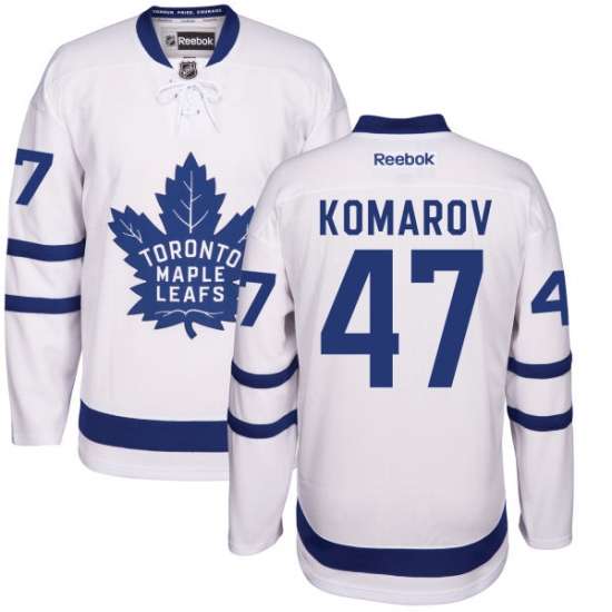 Women's Reebok Toronto Maple Leafs #47 Leo Komarov Authentic White Away NHL Jersey - Ujersey