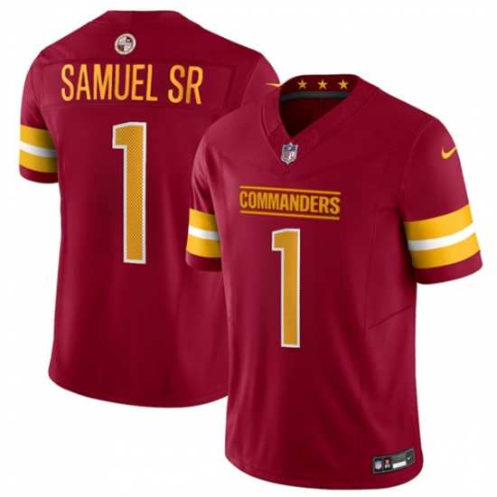 Men's Washington Commanders #1 Deebo Samuel Sr Burgundy 2025 F.U.S.E. Vapor Limited Football Stitched Jersey - Ujersey