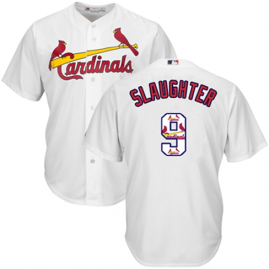 Men's Majestic St. Louis Cardinals #9 Enos Slaughter Authentic White Team Logo Fashion Cool Base MLB Jersey - Ujersey