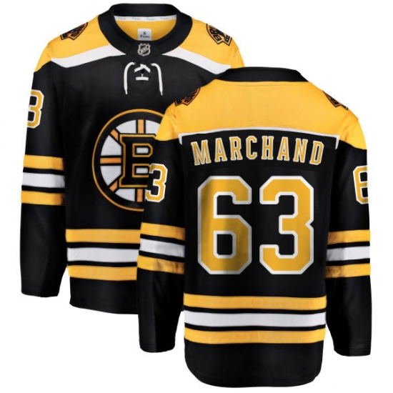 Youth Boston Bruins #63 Brad Marchand Authentic Black Home Fanatics Branded Breakaway NHL Jersey - Ujersey