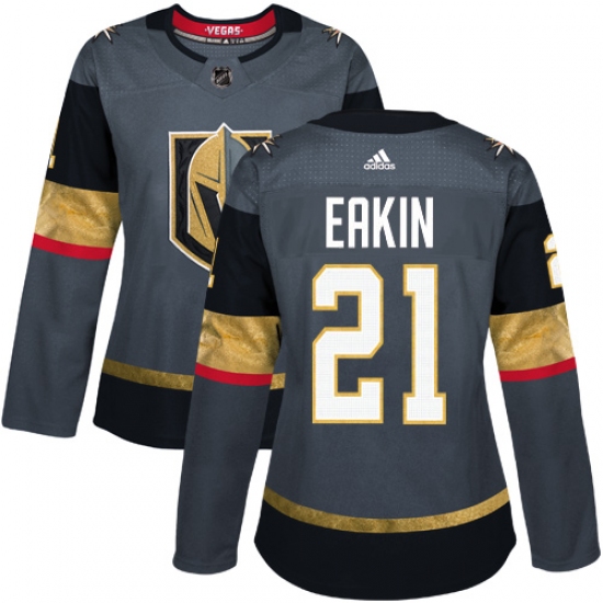 Women's Adidas Vegas Golden Knights #21 Cody Eakin Authentic Gray Home NHL Jersey - Ujersey