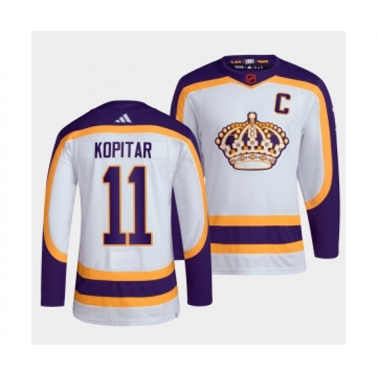 Men's Los Angeles Kings #11 Anze Kopitar White 2022 Reverse Retro Stitched Jersey - Ujersey