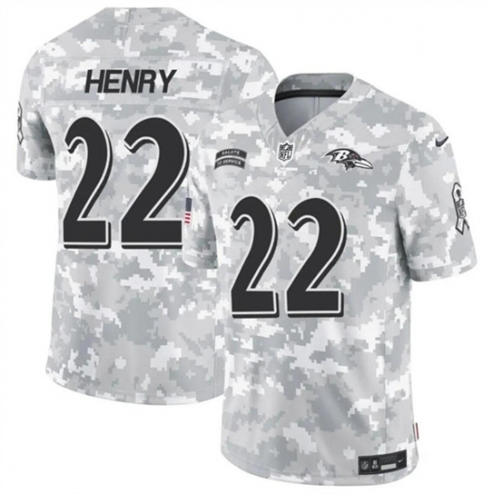 Men's Baltimore Ravens #22 Derrick Henry 2024 F.U.S.E. Arctic Camo Salute to Service Limited Football Stitched Jersey - Ujersey