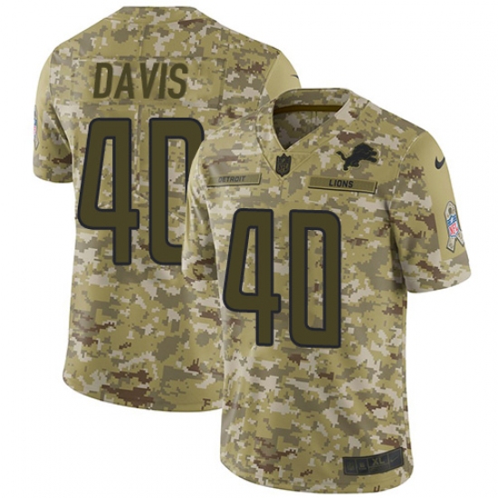 Men's Nike Detroit Lions #40 Jarrad Davis Limited Camo 2018 Salute to Service NFL Jersey - Ujersey