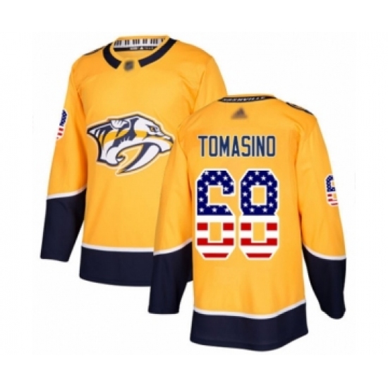 Youth Nashville Predators #68 Philip Tomasino Authentic Gold USA Flag Fashion Hockey Jersey - Ujersey