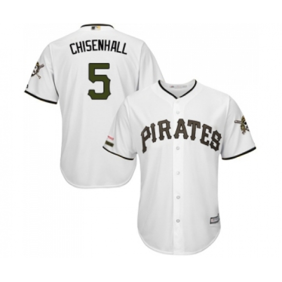 Men's Pittsburgh Pirates #5 Lonnie Chisenhall Replica White Alternate Cool Base Baseball Jersey - Ujersey