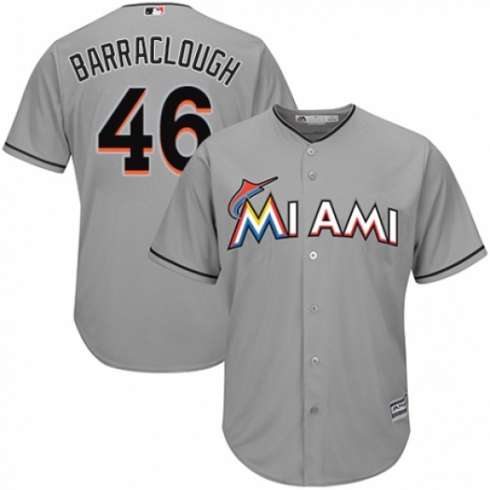 Youth Majestic Miami Marlins #46 Kyle Barraclough Authentic Grey Road Cool Base MLB Jersey - Ujersey
