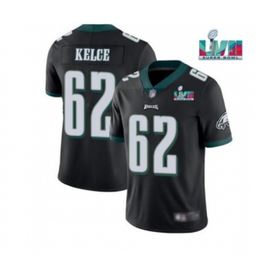Men's Philadelphia Eagles #62 Jason Kelce Black Super Bowl LVII Patch Vapor Untouchable Limited Stitched Jersey - Ujersey