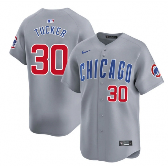 Men's Chicago Cubs #30 Kyle Tucker Grey 2025 Limited Stitched Baseball Jersey