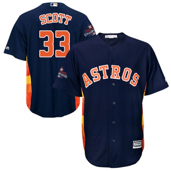 Youth Majestic Houston Astros #33 Mike Scott Replica Navy Blue Alternate 2017 World Series Champions Cool Base MLB Jersey - Ujersey