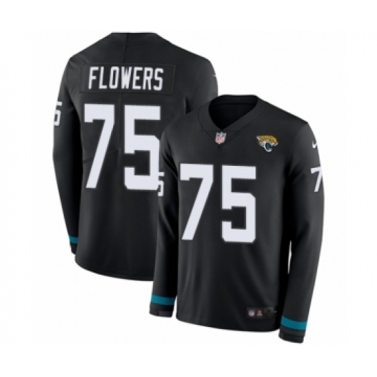 Youth Nike Jacksonville Jaguars #75 Ereck Flowers Limited Black Therma Long Sleeve NFL Jersey - Ujersey
