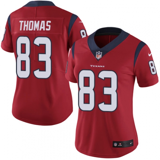 Women's Nike Houston Texans #83 Jordan Thomas Red Alternate Vapor Untouchable Limited Player NFL Jersey - Ujersey