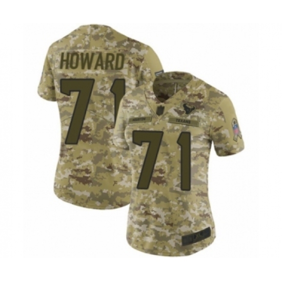 Women's Houston Texans #71 Tytus Howard Limited Camo 2018 Salute to Service Football Jersey - Ujersey