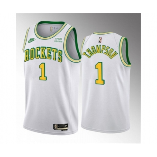 Men's Houston Rockets #1 Amen Thompson White 2023 Draft Classic Edition Stitched Basketball Jersey - Ujersey