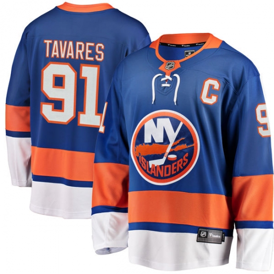 Men's New York Islanders #91 John Tavares Fanatics Branded Royal Blue Home Breakaway NHL Jersey - Ujersey