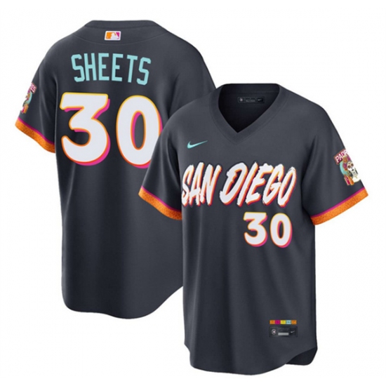 Men's San Diego Padres #30 Gavin Sheets Obsidian 2026 City Connect Stadium Stitched Baseball Jersey - Ujersey