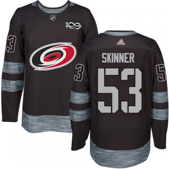 Men's Adidas Carolina Hurricanes #53 Jeff Skinner Authentic Black 1917-2017 100th Anniversary NHL Jersey