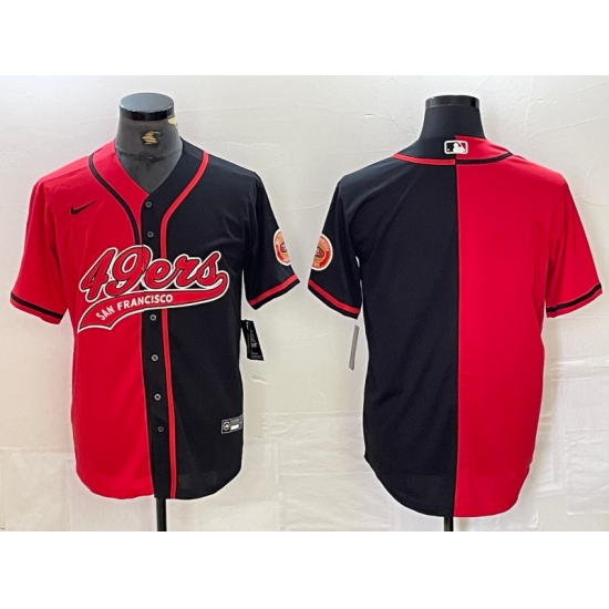 Men's San Francisco 49ers Blank Red Black White Blue Two Tone Stitched Baseball Jersey - Ujersey