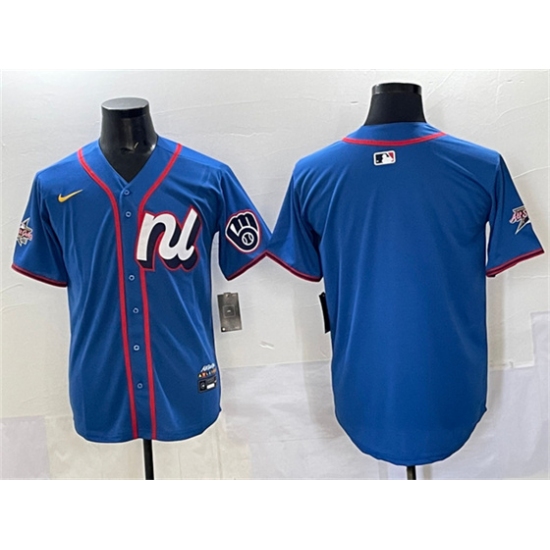Men's Milwaukee Brewers Blank Blue 2025 All-Star Edition Limited Stitched Baseball Jersey - Ujersey