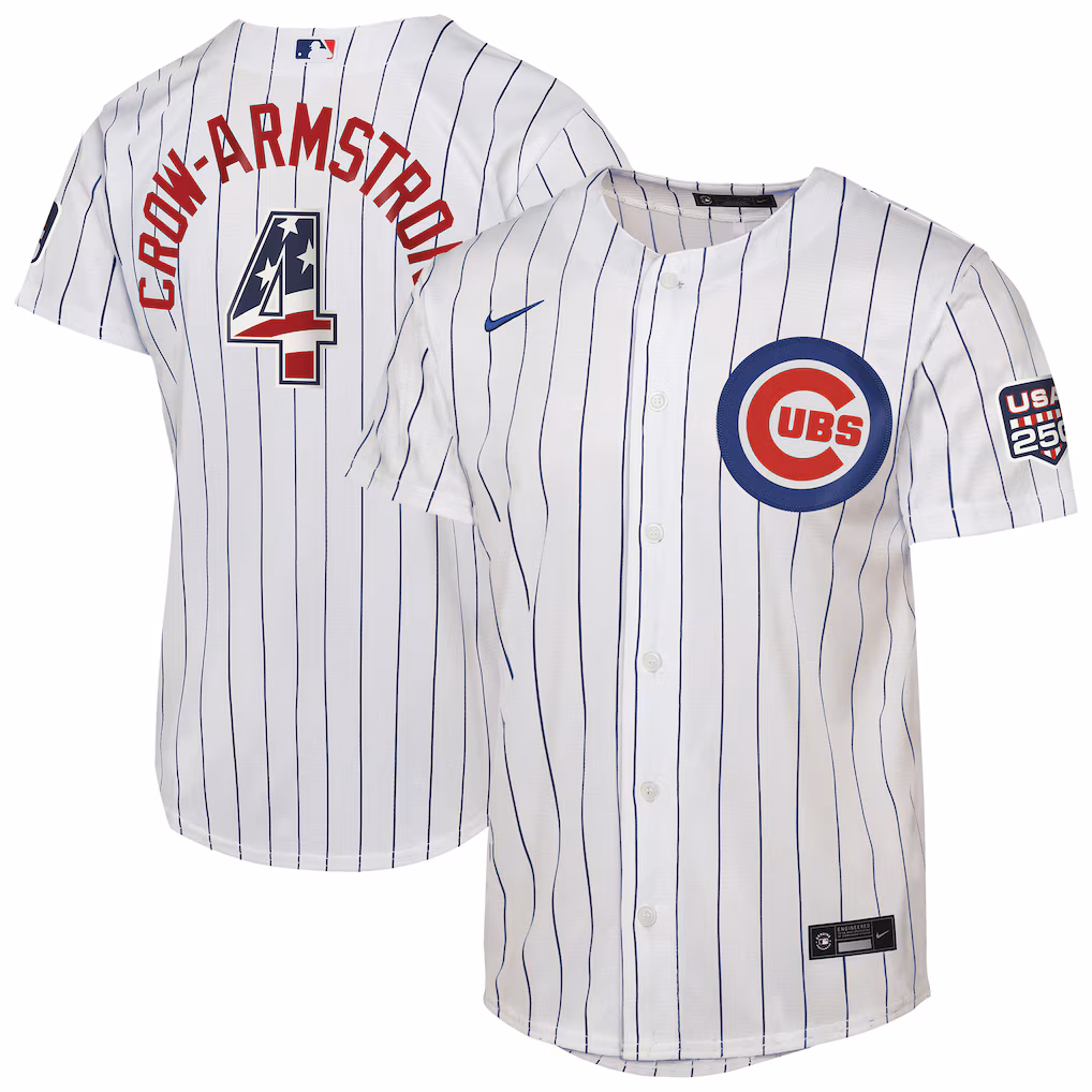 Youth Chicago Cubs Pete Crow-Armstrong Nike White USA 250 Fourth of July Home Replica Jersey - Ujersey