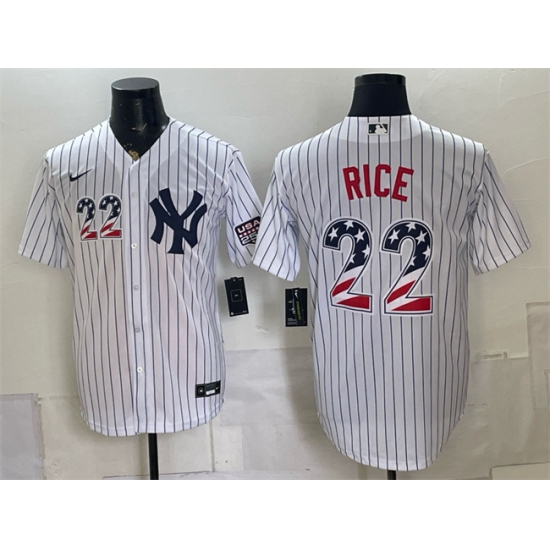 Men's New York Yankees #22 Ben Rice White USA 250 Fourth of July Home Stadium Stitched Baseball Jersey - Ujersey