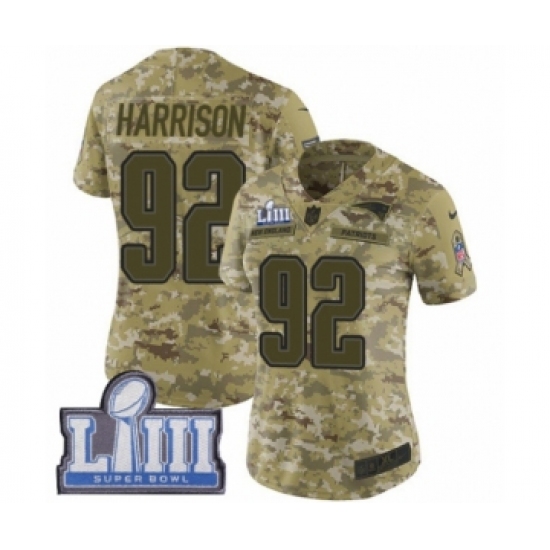 Women's Nike New England Patriots #92 James Harrison Limited Camo 2018 Salute to Service Super Bowl LIII Bound NFL Jersey - Ujersey