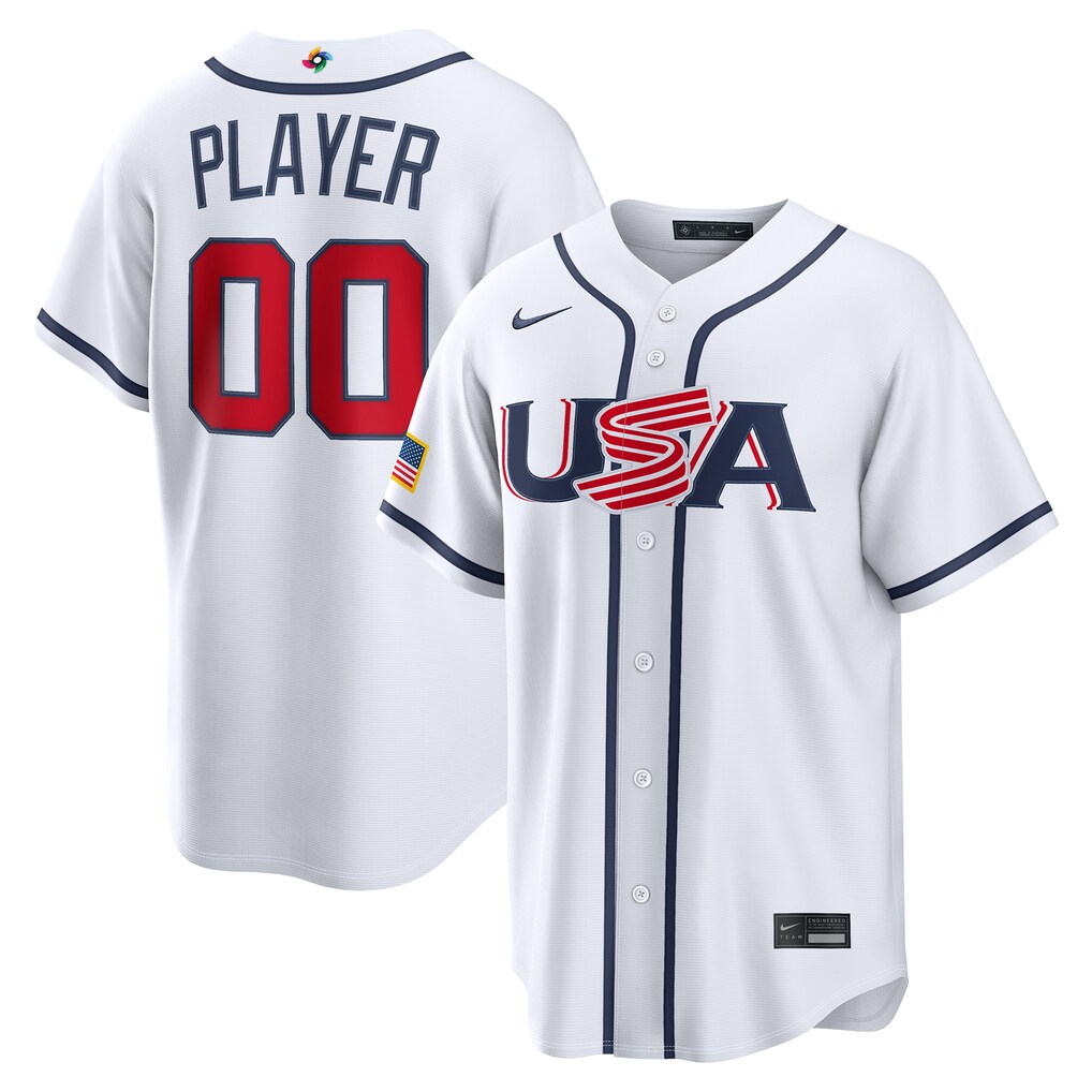 Men's USA Baseball Nike White 2026 World Baseball Classic Home Pick-A-Player Jersey - U-jersey