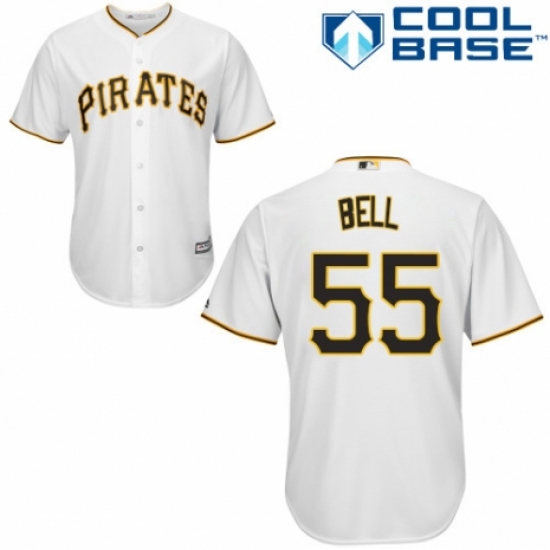 Men's Majestic Pittsburgh Pirates #55 Josh Bell Replica White Home Cool Base MLB Jersey - Ujersey