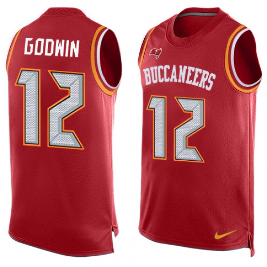 Men's Nike Tampa Bay Buccaneers #12 Chris Godwin Limited Red Player Name & Number Tank Top NFL Jersey - Ujersey