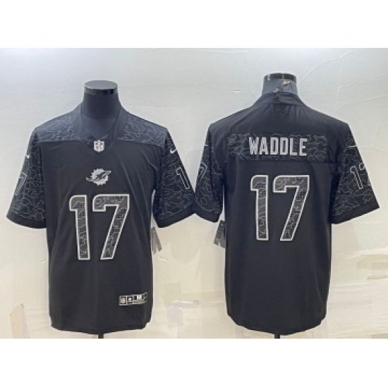 Men's Miami Dolphins #17 Jaylen Waddle Black Reflective Limited Stitched Football Jersey - Ujersey