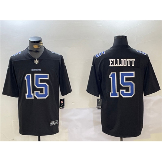 Men's Dallas Cowboys #15 Ezekiel Elliott Black Throwback Vapor Untouchable Limited Stitched Jersey - Ujersey