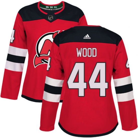 Women's Adidas New Jersey Devils #44 Miles Wood Authentic Red Home NHL Jersey - Ujersey