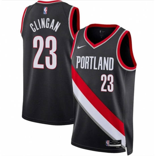 Men's Portland Trail Blazers #23 Donovan Clingan Black 2024 Draft Icon Edition Stitched Basketball Jersey - Ujersey
