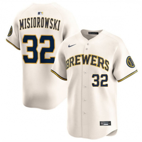Men's Milwaukee Brewers #32 Jacob Misiorowski Cream 2025 Limited Stitched Baseball Jersey - Ujersey