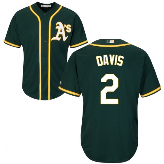 Men's Majestic Oakland Athletics #2 Khris Davis Replica Green Alternate 1 Cool Base MLB Jersey - Ujersey