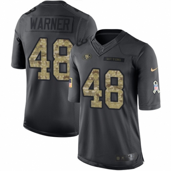 Men's Nike San Francisco 49ers #48 Fred Warner Limited Black 2016 Salute to Service NFL Jersey - Ujersey