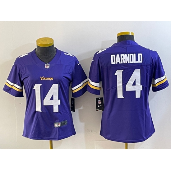 Women's Minnesota Vikings 14 Sam Darnold Purple Vapor Untouchable Limited Stitched Jersey(Run Small)