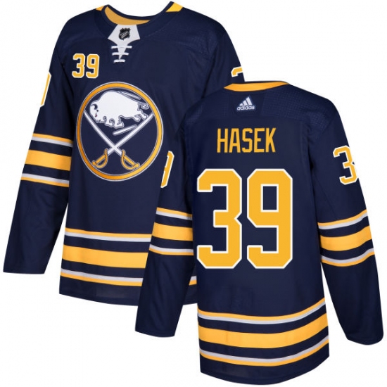 Men's Adidas Buffalo Sabres #39 Dominik Hasek Authentic Navy Blue Home NHL Jersey - Ujersey