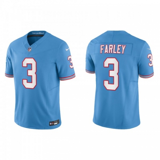 Men's Nike Tennessee Titans #3 Caleb Farley Light Blue 2023 F.U.S.E. Vapor Limited Throwback Stitched Football Jersey - Ujersey