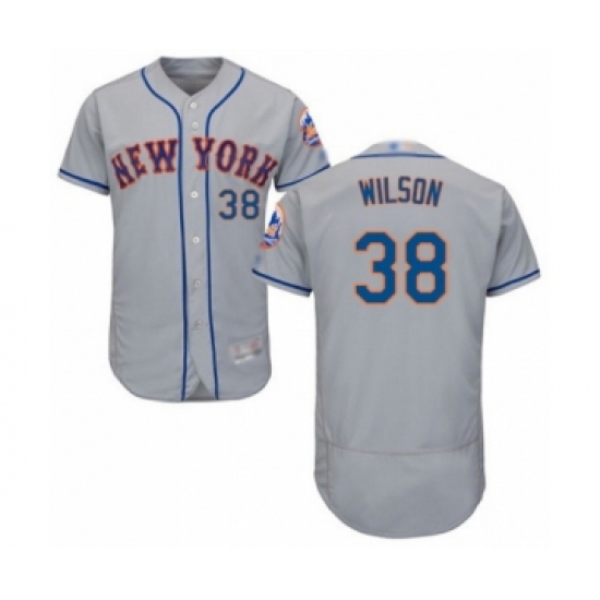 Men's New York Mets #38 Justin Wilson Grey Road Flex Base Authentic Collection Baseball Player Jersey - Ujersey