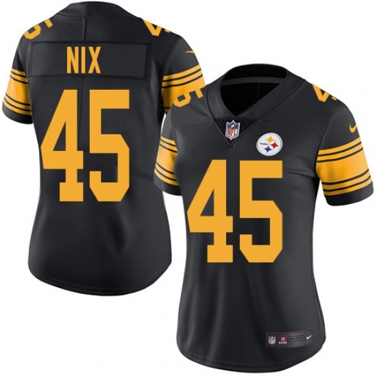 Women's Nike Pittsburgh Steelers #45 Roosevelt Nix Elite Black Rush Vapor Untouchable NFL Jersey - Ujersey