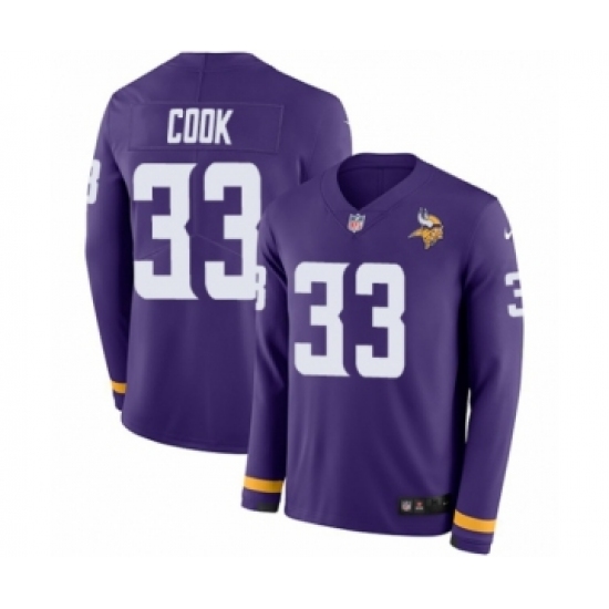 Men's Nike Minnesota Vikings #33 Dalvin Cook Limited Purple Therma Long Sleeve NFL Jersey - Ujersey