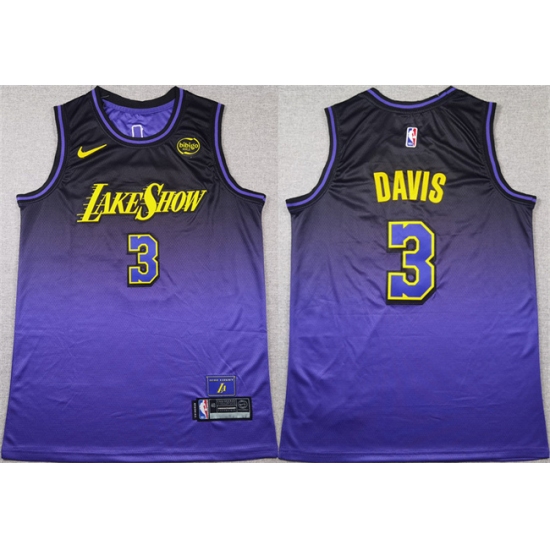 Men's Los Angeles Lakers #3 Anthony Davis Purple 2024 Stitched Basketball Jersey - Ujersey