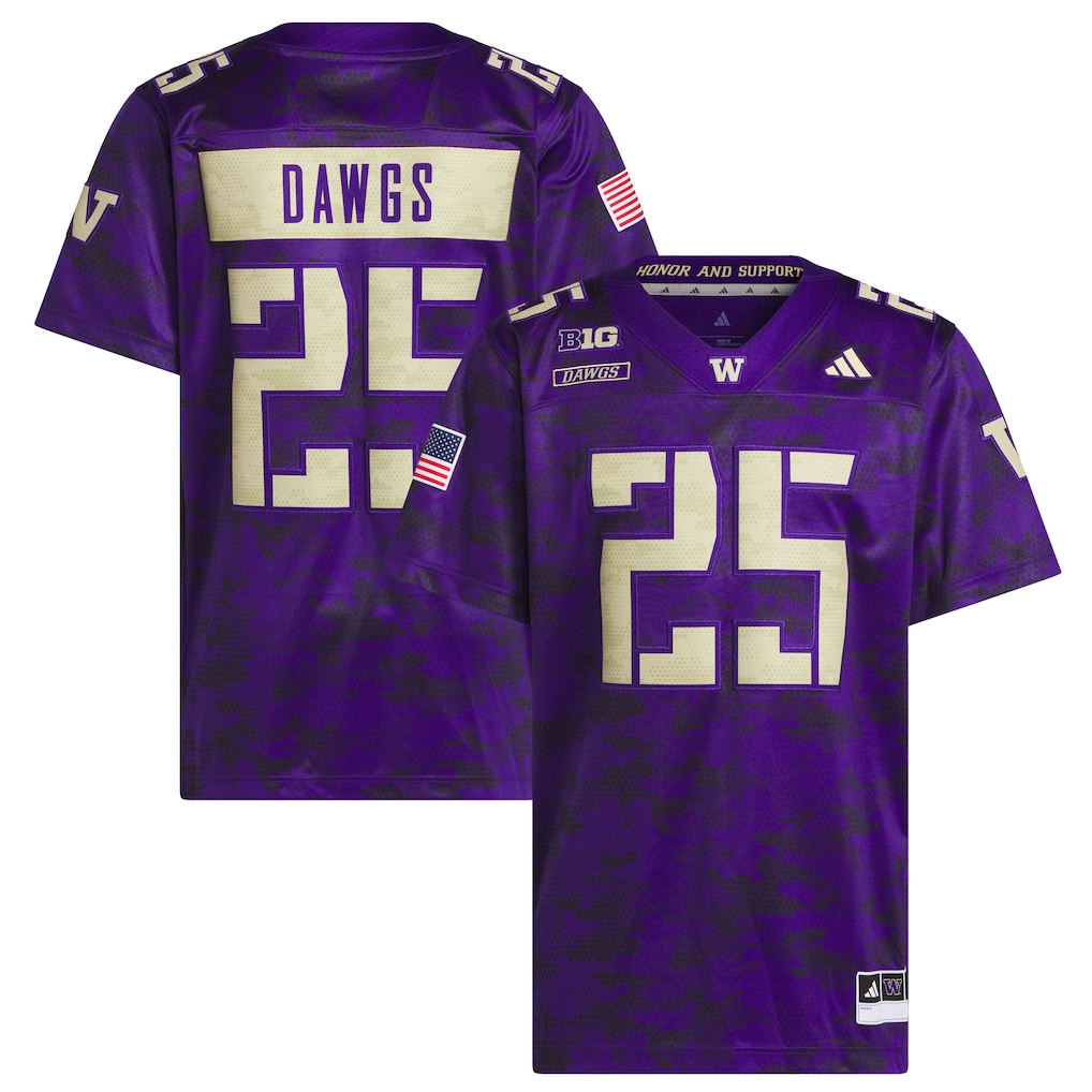 Men's adidas #25 Purple Washington Huskies Honor & Support Premier Strategy Jersey - SUjersey01