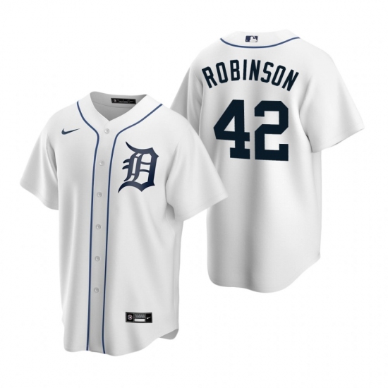 Men's Nike Detroit Tigers #42 Jackie Robinson White Home Stitched Baseball Jersey - Ujersey