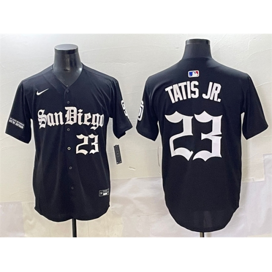Men's San Diego Padres #23 Fernando Tatis Jr. Black Gothic Edition Vapor Limited Stitched Baseball Jersey - Ujersey