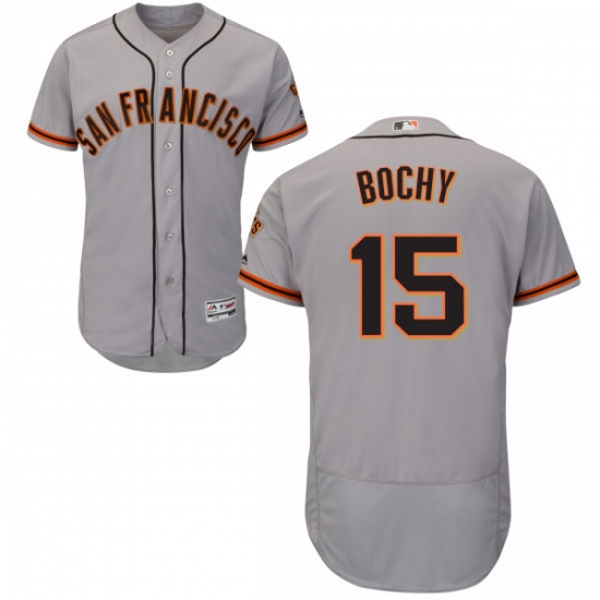 Men's Majestic San Francisco Giants #15 Bruce Bochy Grey Road Flex Base Authentic Collection MLB Jersey - Ujersey